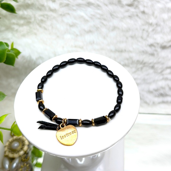 Lestrose Black and Gold Beaded Bracelet - Picture 1 of 5